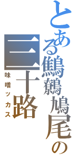 とある鷦鷯鳩尾の三十路（味噌ッカス）