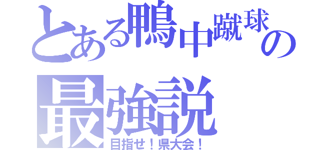 とある鴨中蹴球の最強説（目指せ！県大会！）