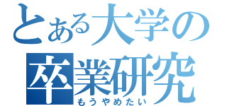 とある大学の卒業研究（もうやめたい）