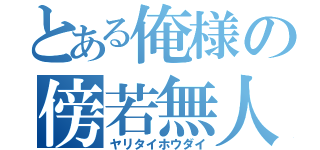 とある俺様の傍若無人（ヤリタイホウダイ）