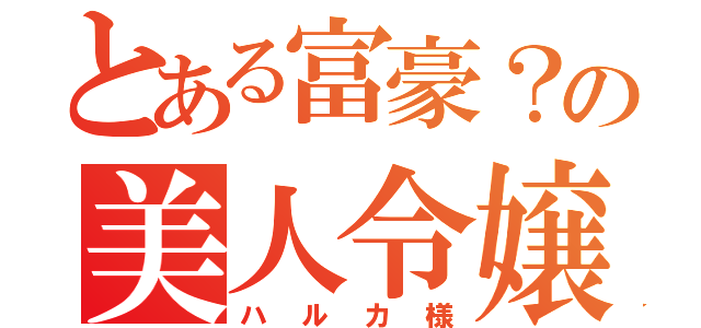 とある富豪？の美人令嬢（ハルカ様）