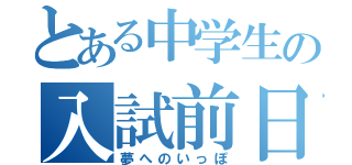 とある中学生の入試前日（夢へのいっぽ）