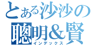 とある沙沙の聰明＆賢慧（インデックス）