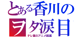 とある香川のヲタ涙目（テレ東のアニメ削減）