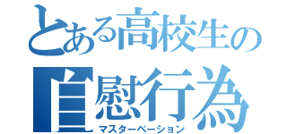 とある高校生の自慰行為（マスターベーション）