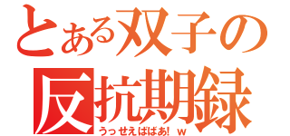 とある双子の反抗期録（うっせえばばあ！ｗ）