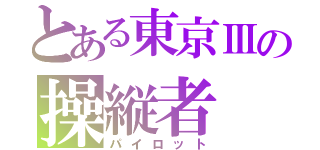 とある東京Ⅲの操縦者（パイロット）