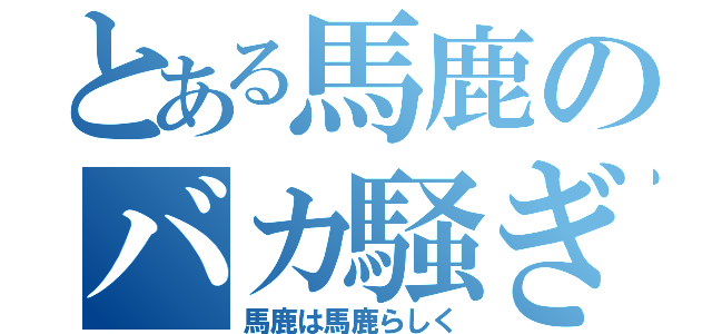 とある馬鹿のバカ騒ぎ（馬鹿は馬鹿らしく）