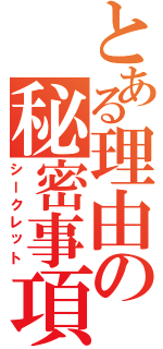 とある理由の秘密事項（シークレット）