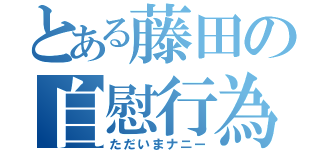 とある藤田の自慰行為（ただいまナニー）