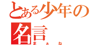 とある少年の名言（まぁね）