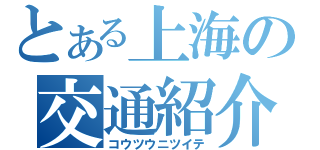 とある上海の交通紹介（コウツウニツイテ）