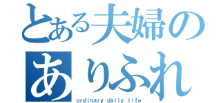 とある夫婦のありふれた日常（ｏｒｄｉｎａｒｙ ｄａｉｌｙ ｌｉｆｅ）