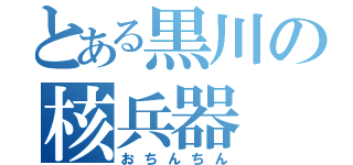 とある黒川の核兵器（おちんちん）