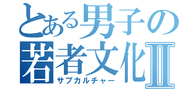 とある男子の若者文化Ⅱ（サブカルチャー）