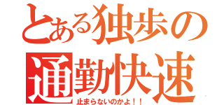 とある独歩の通勤快速（止まらないのかよ！！）