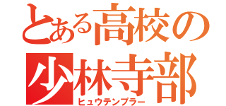 とある高校の少林寺部（ヒュウテンプラー）