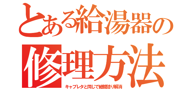 とある給湯器の修理方法（キャブレタと同じで細管詰り解消）