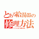 とある給湯器の修理方法（キャブレタと同じで細管詰り解消）