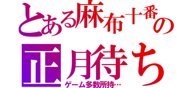 とある麻布十番の正月待ち（ゲーム多数所持…）