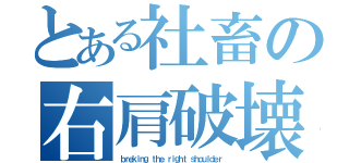 とある社畜の右肩破壊（ｂｒｅｋｉｎｇ ｔｈｅ ｒｉｇｈｔ ｓｈｏｕｌｄｅｒ）