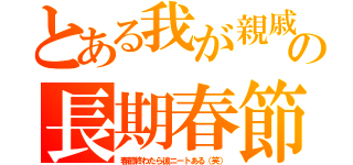 とある我が親戚の長期春節（春節終わたら彼ニートある（笑））