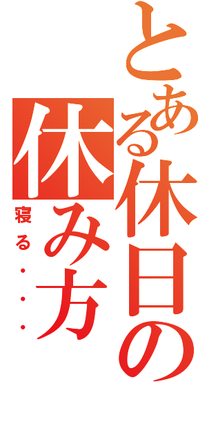 とある休日の休み方（寝る・・・）