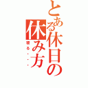 とある休日の休み方（寝る・・・）