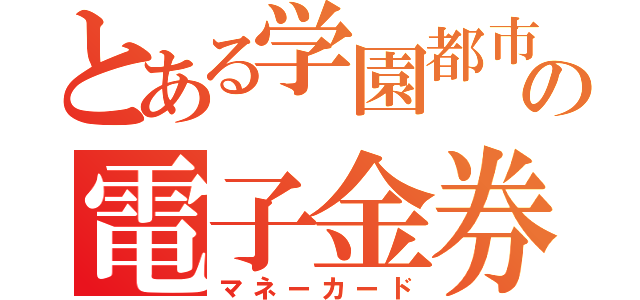 とある学園都市の電子金券（マネーカード）