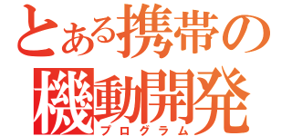 とある携帯の機動開発（プログラム）