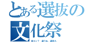 とある選抜の文化祭（合コン？　違うね、運命さ。）