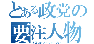 とある政党の要注人物（有田ヨシフ・スターリン）