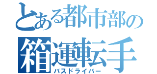 とある都市部の箱運転手（バスドライバー）