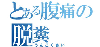 とある腹痛の脱糞（うんこくさい）