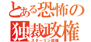 とある恐怖の独裁政権（スターリン政権）