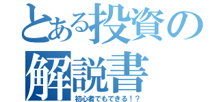 とある投資の解説書（初心者でもできる！？）