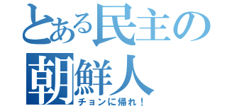 とある民主の朝鮮人（チョンに帰れ！）