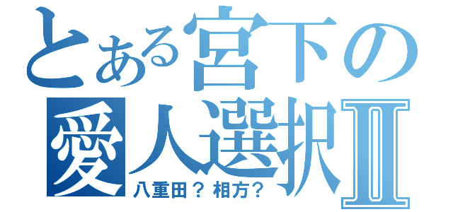 とある宮下の愛人選択Ⅱ（八重田？相方？）