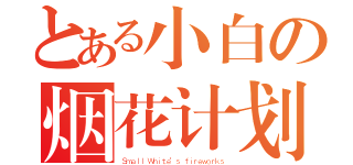 とある小白の烟花计划（Ｓｍａｌｌ Ｗｈｉｔｅ'ｓ ｆｉｒｅｗｏｒｋｓ）