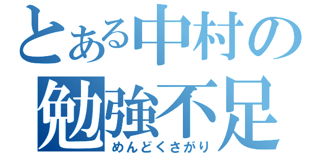 とある中村の勉強不足（めんどくさがり）