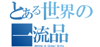 とある世界の一流品（Ａｉｍｉｎｇ ａｔ Ｇｌｏｂａｌ Ｎｉｃｈｅ）