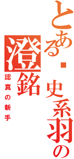 とある歷史系羽の澄銘（認真の新手）