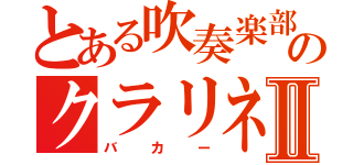 とある吹奏楽部のクラリネットバカⅡ（バカー）