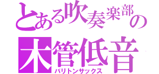 とある吹奏楽部の木管低音（バリトンサックス）