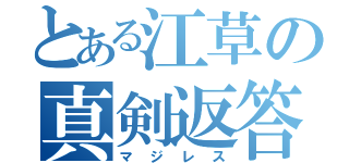 とある江草の真剣返答（マジレス）