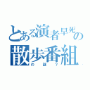 とある演者早死の散歩番組（の謎？）