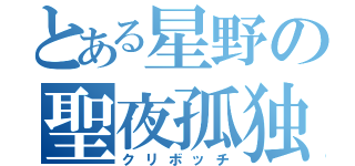 とある星野の聖夜孤独（クリボッチ）