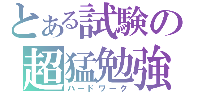 とある試験の超猛勉強（ハードワーク）