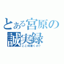 とある宮原の誠実録（ここ何書くの？）