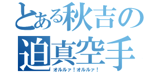 とある秋吉の迫真空手（オルルァ！オルルァ！）